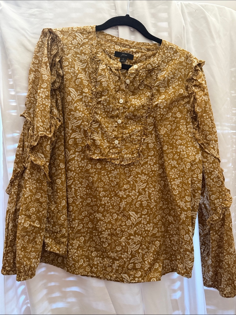 J. Crew Floral Ruffle Button-Front Blouse